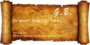 Graner Boglárka névjegykártya